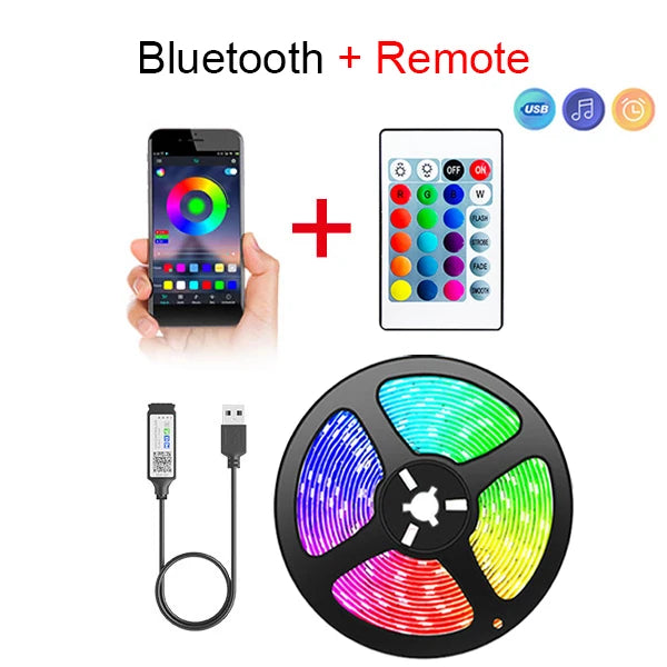 Fita Bluetooth USB LED Strip Light 5050 SMD 5V USB RGB Luzes Flexível LED Lâmpada Fita Fita RGB Autoadesivo