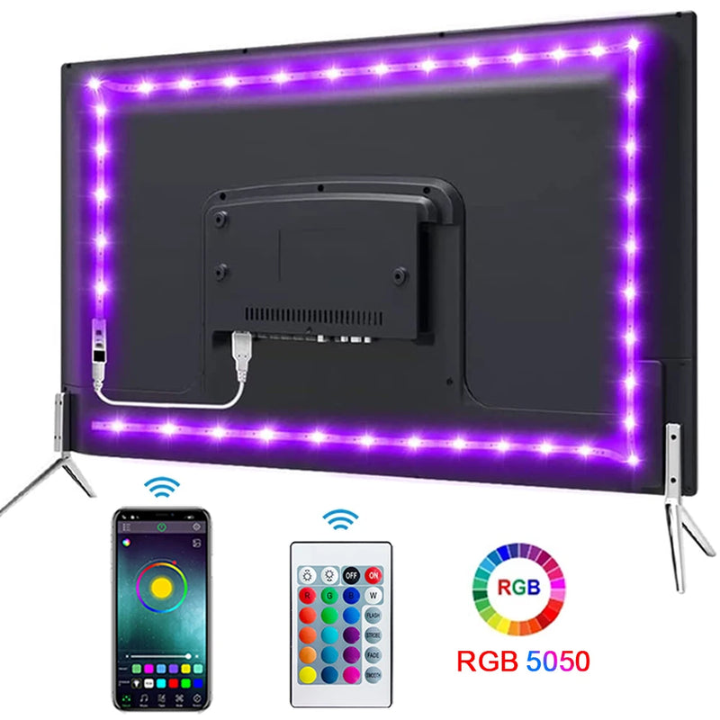 Fita Bluetooth USB LED Strip Light 5050 SMD 5V USB RGB Luzes Flexível LED Lâmpada Fita Fita RGB Autoadesivo