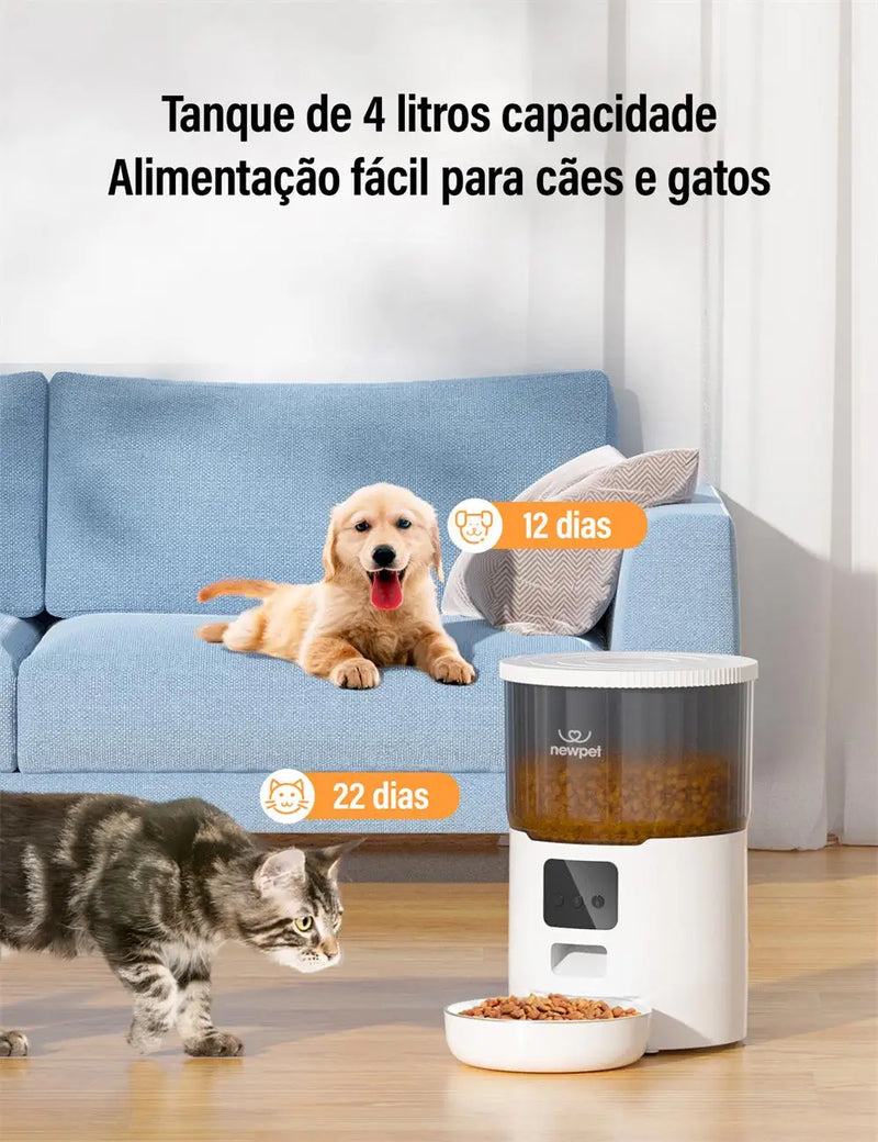 Alimentador de gato 4L com temporizador e aplicativo inteligente